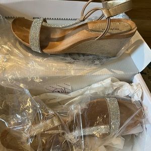 NEVER WORN Style & Company Beige and Rhinestone Strappy Wedge Sandal in 7.5